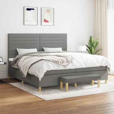 Boxspring met matras stof donkergrijs 200x200 cm