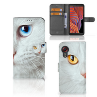 Samsung Galaxy Xcover 5 Telefoonhoesje met Pasjes Witte Kat