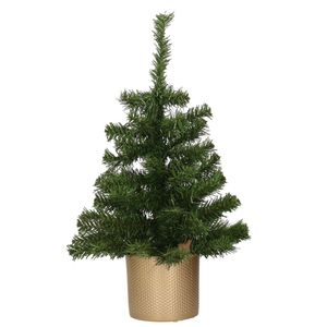 Kunstboom/kunst kerstboom 75 cm met gouden pot