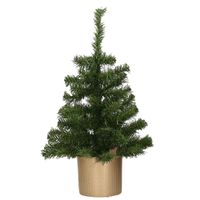 Kunstboom/kunst kerstboom 75 cm met gouden pot - thumbnail