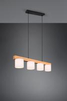 Trio Hanglamp Cameron 4-lichts wit met houtbruin R30654001