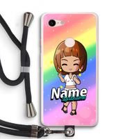 Chibi Maker vrouw: Pixel 3 XL Transparant Hoesje met koord