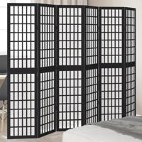 Kamerscherm met 6 panelen massief paulowniahout zwart