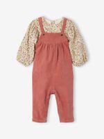 Set fluwelen blouse en overall voor meisjesbaby oudroze