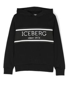 Iceberg Kids hoodie en jersey à bande logo - Noir