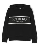 Iceberg Kids hoodie en jersey à bande logo - Noir - thumbnail