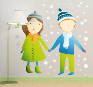 Muursticker Kinderen Winterdag