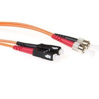 ACT 0,5 meter LSZH Multimode 50/125 OM2 glasvezel patchkabel duplex met SC en ST connectoren
