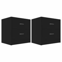 vidaXL Nachtkastjes 2 st 40x30x40 cm bewerkt hout zwart - thumbnail