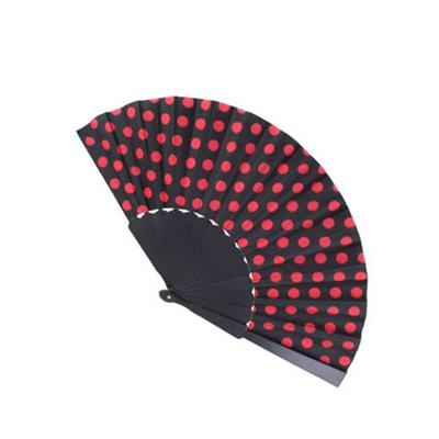 Spaanse waaier - zwart met rode stippen - 24 cm - Twenties - Zomer - Carnaval