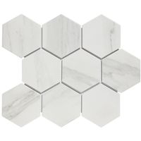 The Mosaic Factory Barcelona grote hexagon mozaïek tegels 26x30 carrara white - thumbnail