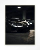 Urban Cotton Wandkleed 'Luxury Garage' 145 x 190cm in Floating Frame - off white