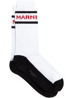 Marni chaussettes rayées à logo en jacquard - Blanc - thumbnail