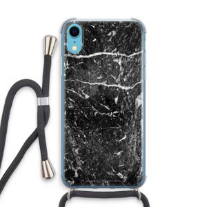 Zwart marmer: iPhone XR Transparant Hoesje met koord