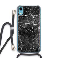 Zwart marmer: iPhone XR Transparant Hoesje met koord