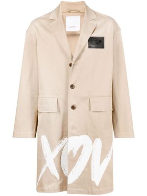 Ports V manteau mi-long à slogan imprimé - Marron