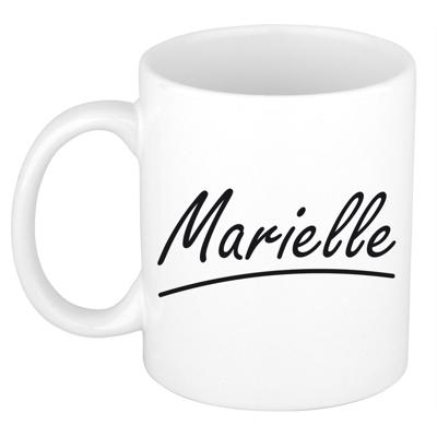 Marielle Naam koffiemok - beker - met sierlijke letters - wit - 300 ml - Cadeau - Dames