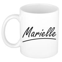 Marielle Naam koffiemok - beker - met sierlijke letters - wit - 300 ml - Cadeau - Dames
