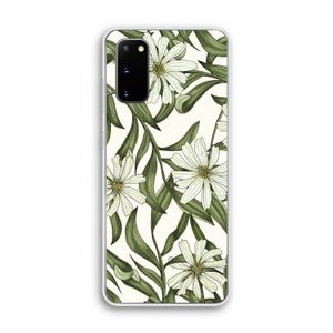 Wit bloemenpatroon: Samsung Galaxy S20 Transparant Hoesje