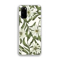 Wit bloemenpatroon: Samsung Galaxy S20 Transparant Hoesje