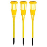 3x stuks solar tuinfakkel/tuinlamp geel op zonne-energie 61 cm