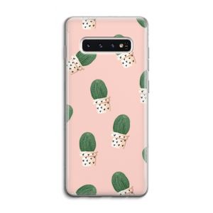 Cactusprint roze: Samsung Galaxy S10 4G Transparant Hoesje