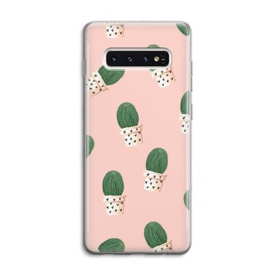 Cactusprint roze: Samsung Galaxy S10 4G Transparant Hoesje