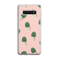 Cactusprint roze: Samsung Galaxy S10 4G Transparant Hoesje