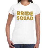 Bride Squad glitter tekst t-shirt wit dames - thumbnail