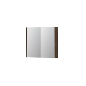 INK SPK2 Spiegelkast - 80x14x74cm - 2 deuren - dubbelzijdige Spiegel - schakelaar en stopcontact - MDF Fineer Chocolate 1105223