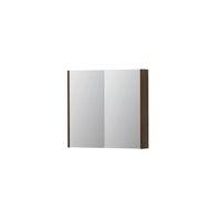INK SPK2 Spiegelkast - 80x14x74cm - 2 deuren - dubbelzijdige Spiegel - schakelaar en stopcontact - MDF Fineer Chocolate 1105223