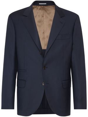 Brunello Cucinelli blazer en laine vierge à simple boutonnage - Bleu