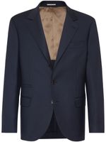 Brunello Cucinelli blazer en laine vierge à simple boutonnage - Bleu - thumbnail