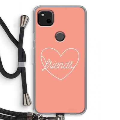 Friends heart: Pixel 4a Transparant Hoesje met koord
