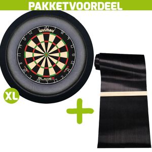 Winmau Blade 6 +  Dartmat 120*300 incl oche + Dartbordverlichting Deluxe XL Zwart