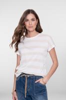 Geisha T-shirt Striped Gold Lurex 62130-40 T-shirt Korte Mouw 10 Off-white/gold