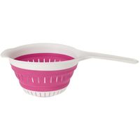 Excellent Houseware opvouwbaar vergiet - wit/roze - tpe - 37 x 19 cm