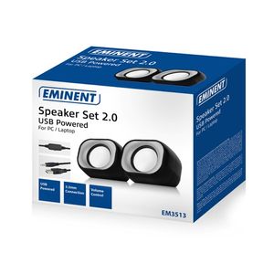 Eminent EM3513 luidspreker set 6 W PC/Laptop Zwart 2.0 kanalen 3 W