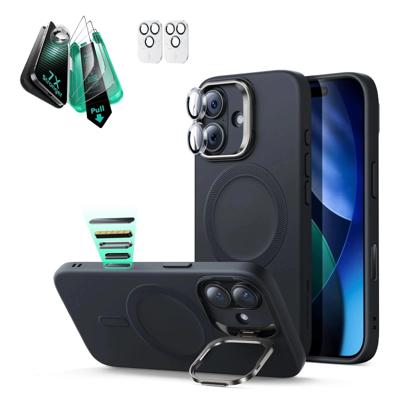 iPhone 17 Cloud Soft Magnetic Case (Camera Control, Stash Stand) Armorite Protection Bundle - Black