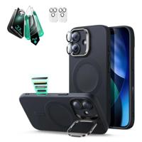 iPhone 17 Cloud Soft Magnetic Case (Camera Control, Stash Stand) Armorite Protection Bundle - Black