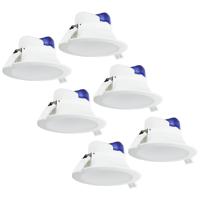 Set van 6 Convexo LED Inbouwspots - Rond - Zeer plat - Ø9,5 cm - 7 Watt 580 Lumen - 6000K daglicht wit - Vervangt 50 Watt - Flikkervrij - IP44