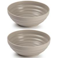 Plasticforte Kommetjes / schaaltjes - 4x - dessert en ontbijt - kunststof - D13x5 cm - taupe beige