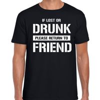 If lost or drunk please return to friend t-shirt zwart heren - thumbnail