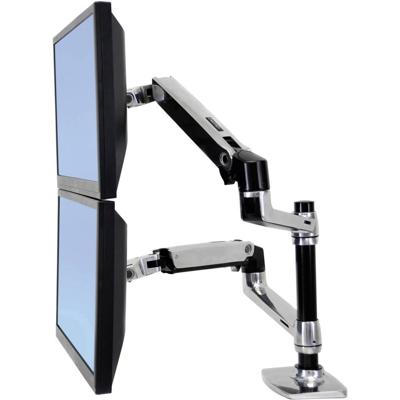 Ergotron LX Dual Arm Stacking Desk Mount Monitor-tafelbeugel 2-voudig 38,1 cm (15) - 61 cm (24) Aluminium In hoogte verstelbaar, Kantelbaar, Zwenkbaar,