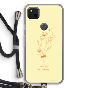 No rain no flowers: Pixel 4a Transparant Hoesje met koord
