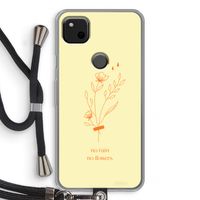 No rain no flowers: Pixel 4a Transparant Hoesje met koord