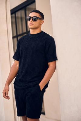 Malelions Monogram Towelling T-shirt Mm3-ss25-23 Print T-shirts 900 Black