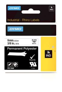 Labeltape DYMO IND RHINO 18482 Polyester Tapekleur: Wit Tekstkleur:Zwart 9 mm 5.5 m