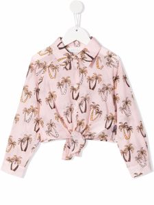 Palm Angels Kids chemise nouée à imprimé palmier - Rose