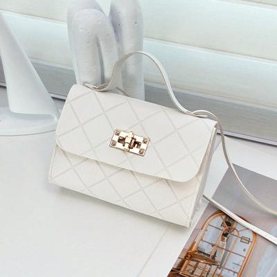 Women's Mini PU Leather Crossbody Bag - White Geometric Square Bag White